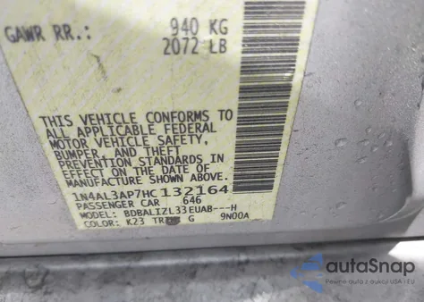 2017 Nissan Altima 2.5 Sv from USA, damaged, VIN 1N4AL3AP7HC132164